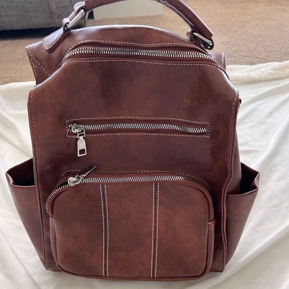 Faux leather backpack